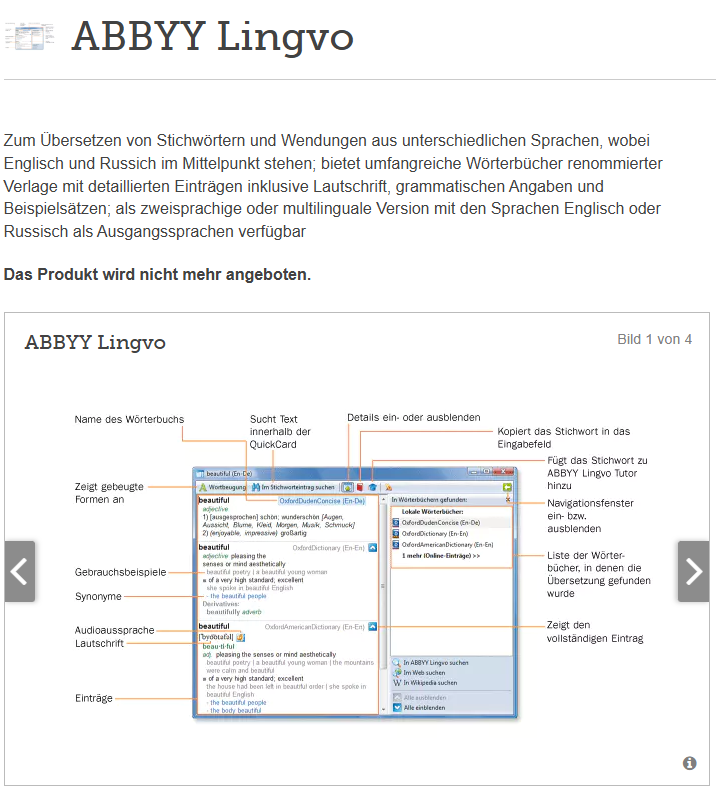 Abbyy Lingvo hilft beim übersetzung von stichwörtern und Redewendungen
