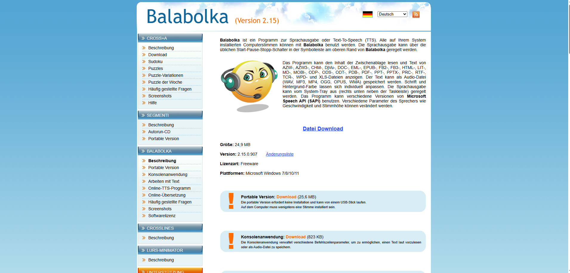 Die Balabolka Website