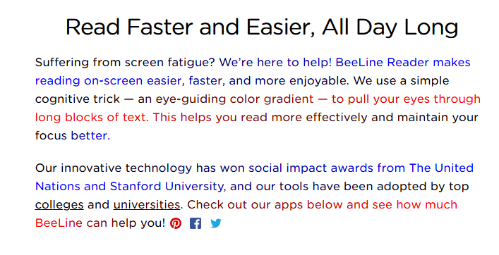 Demonstration of the Beeline Reader