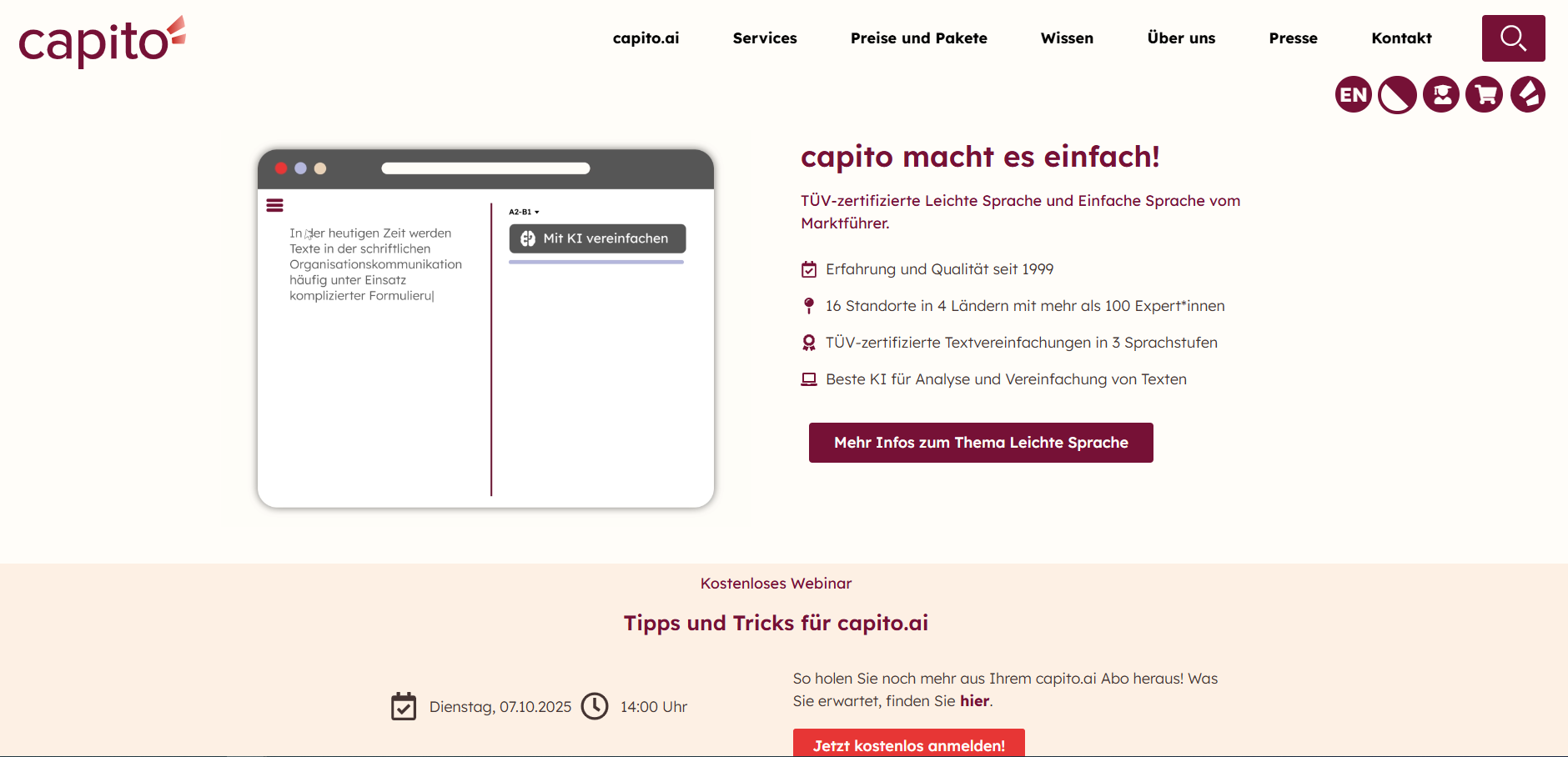 Screenshot von Capito Website
