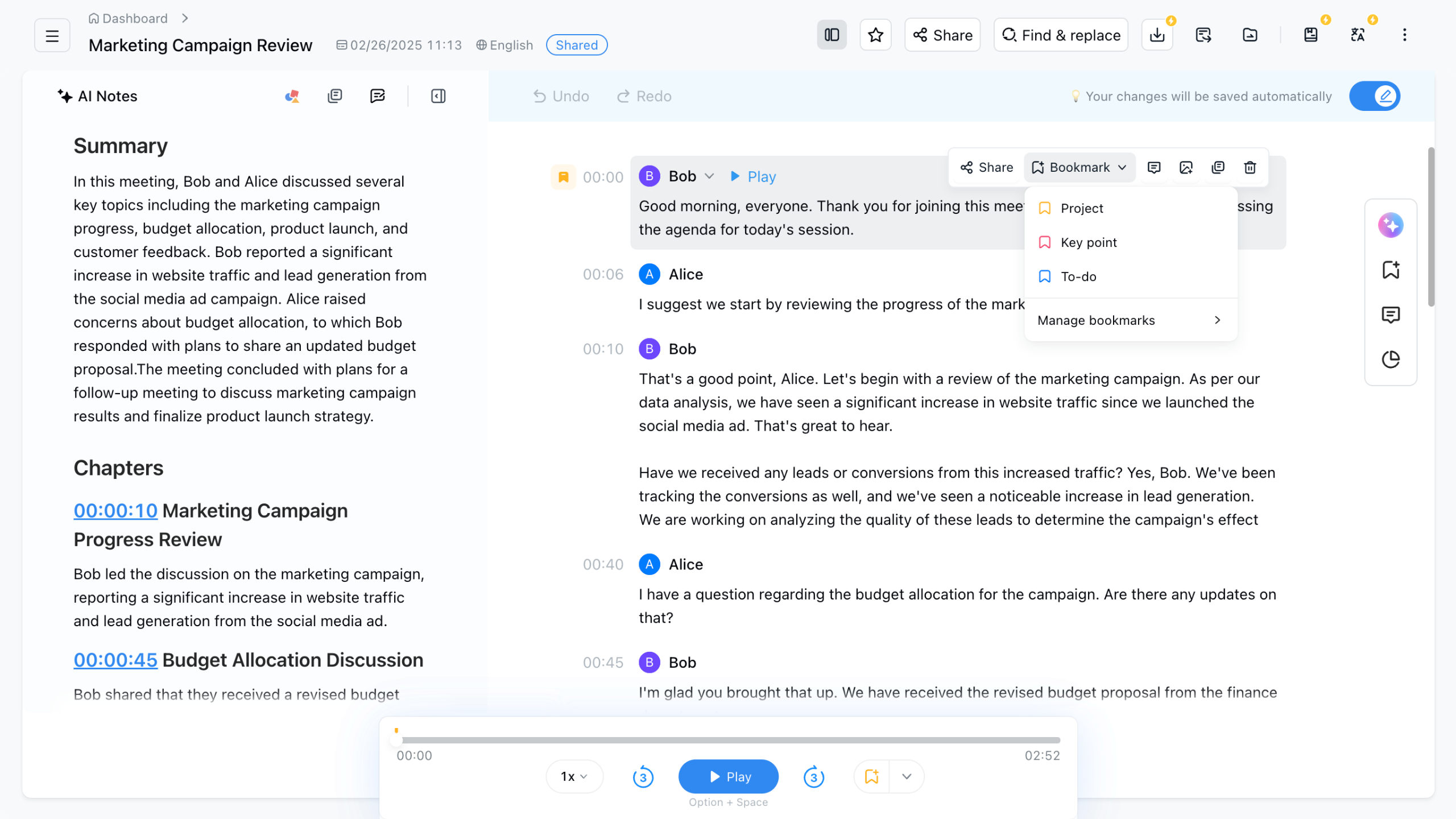 Notta demonstration 2