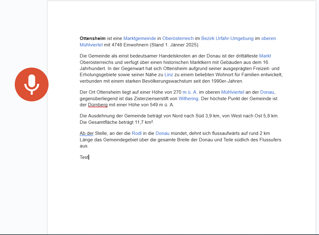 Google Docs Voice typing in action