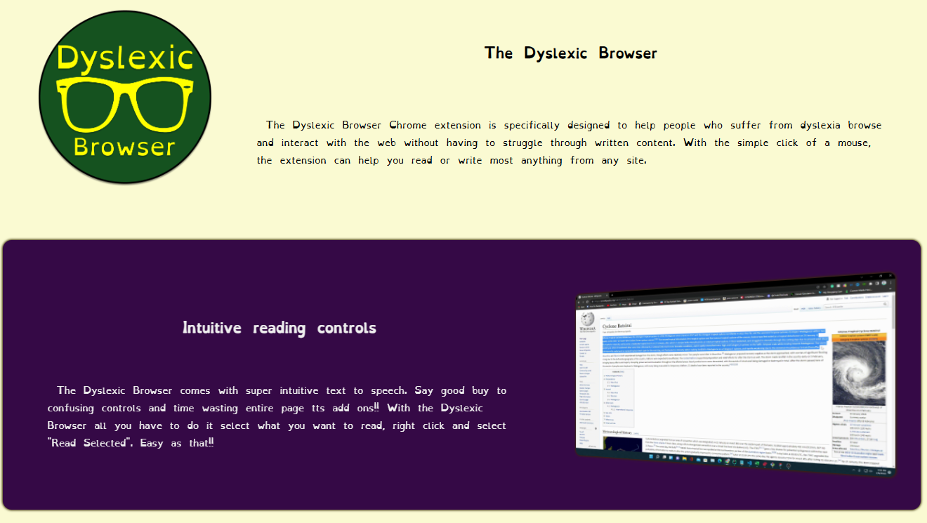 Description from the Website of Dyslexic Browser