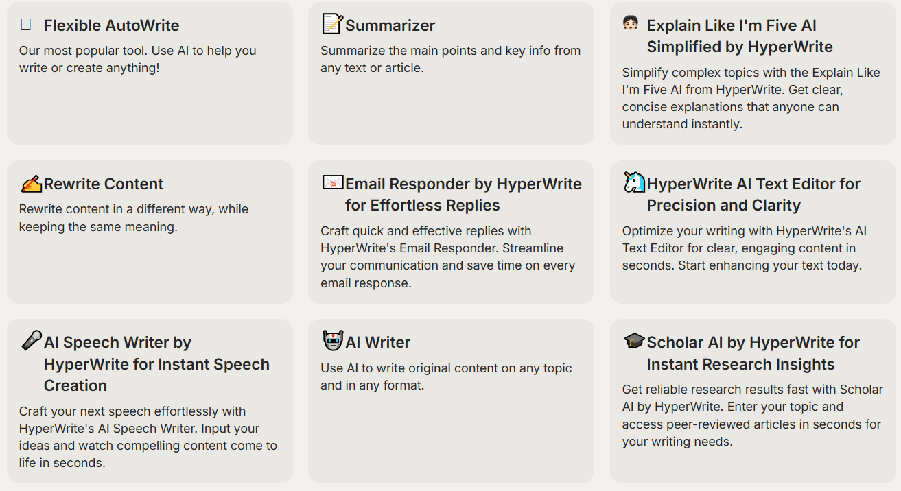 Features von Hyper Write