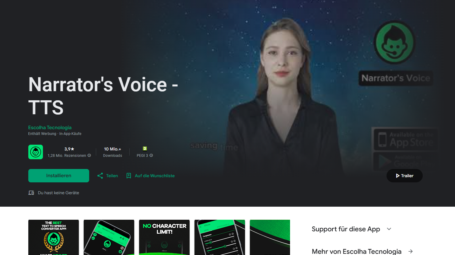 Google store page für narrators voice