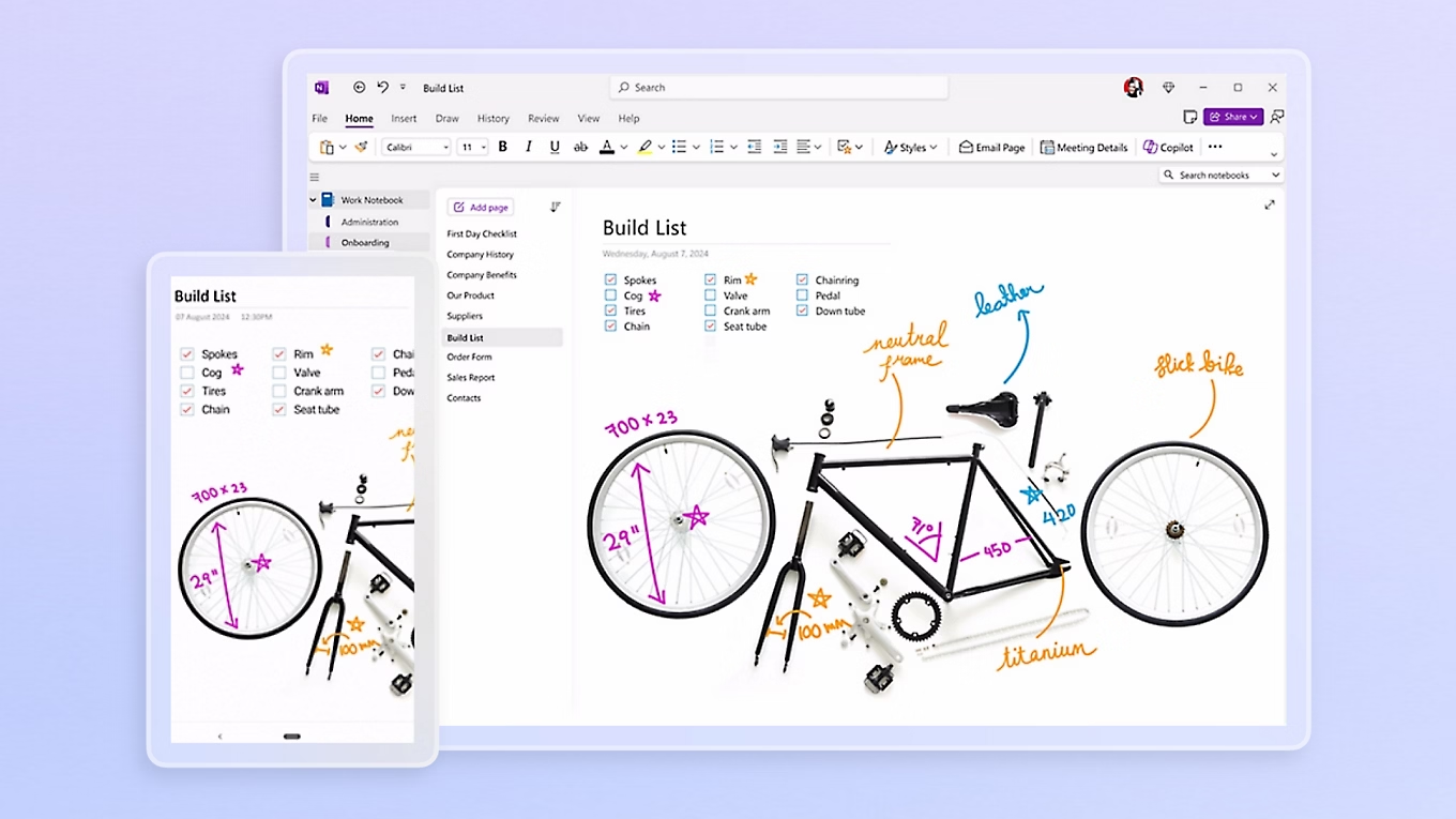 OneNote Main screen