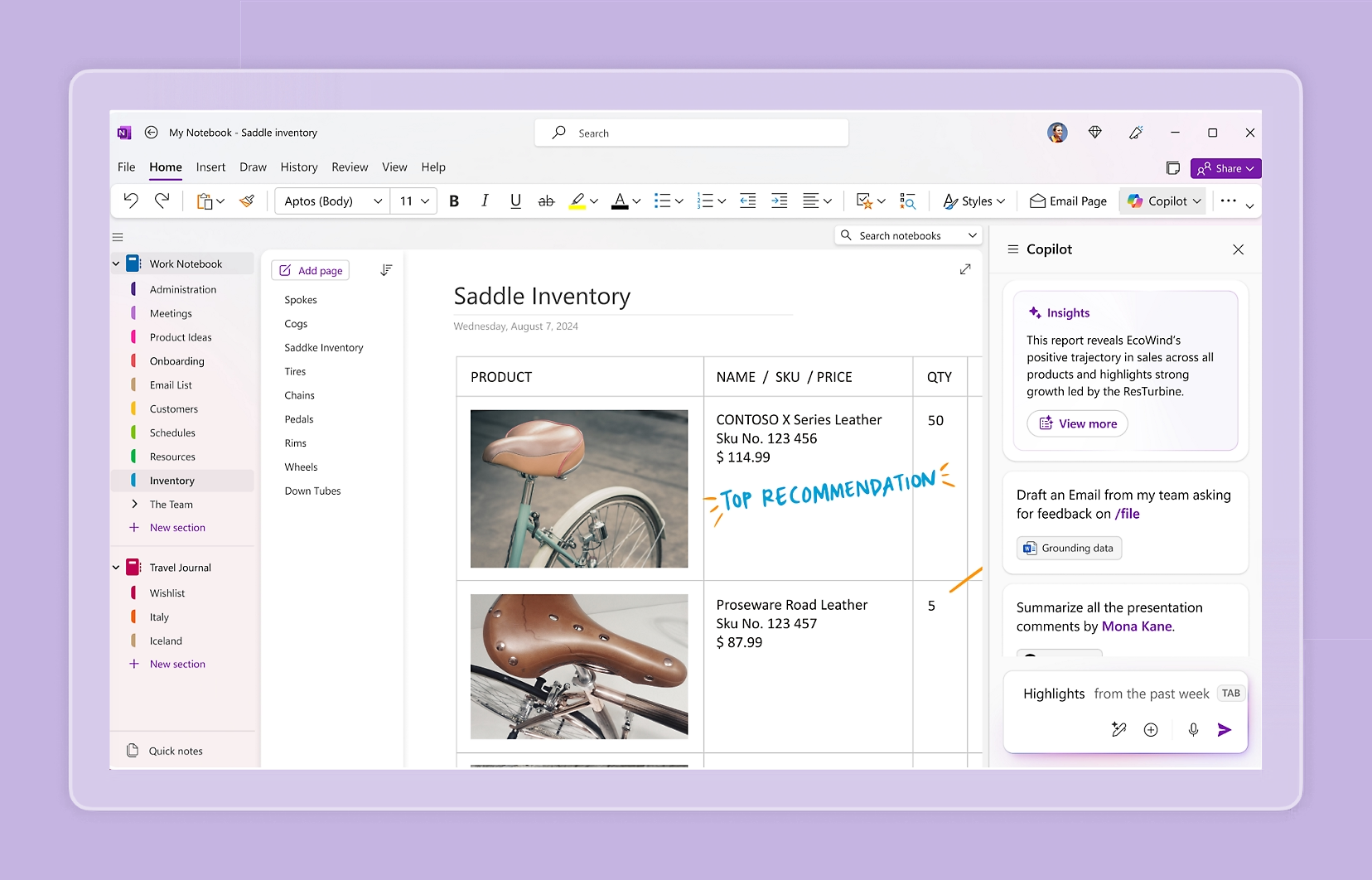 One note beispielnotiz