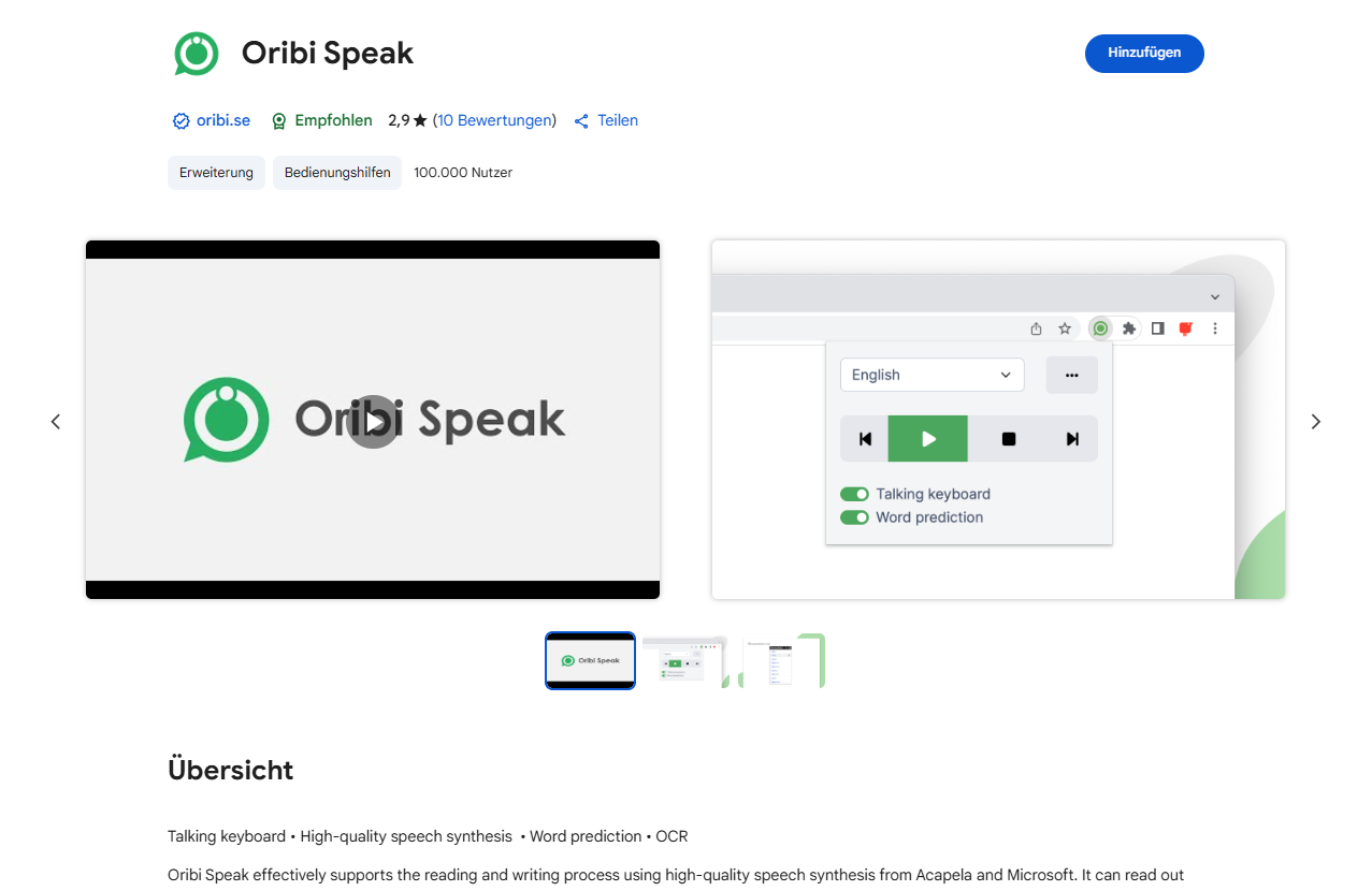 Oribi Speak Google Store Page