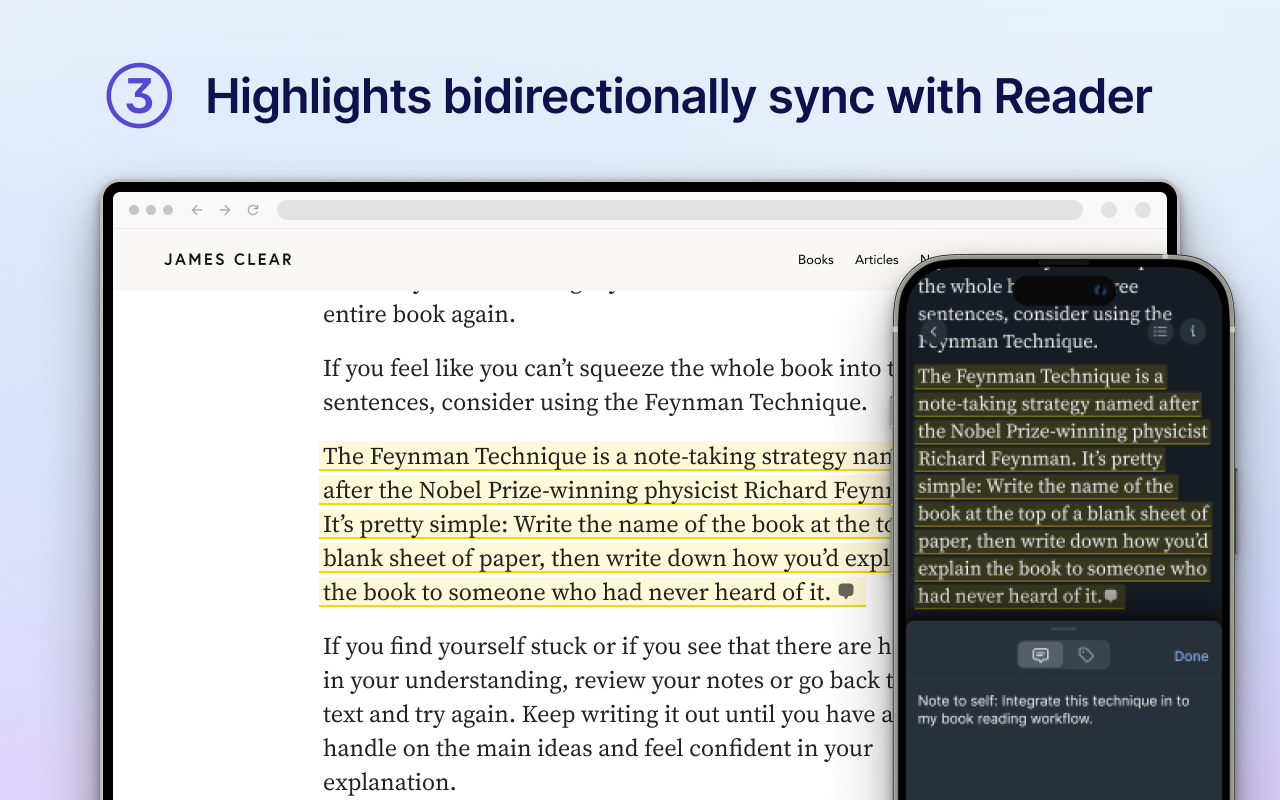 Highlights Bidirectionally sync with Reader