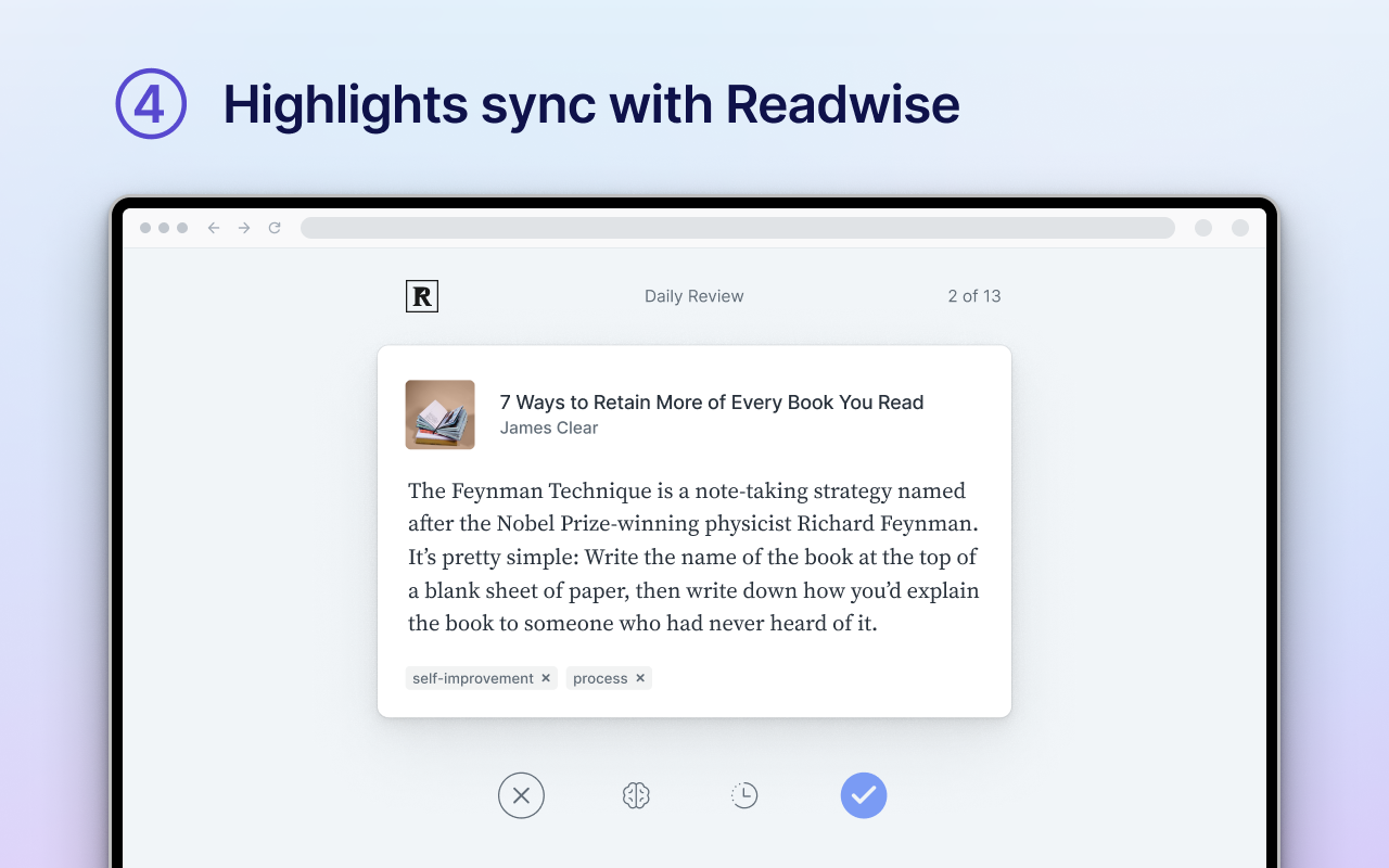 Highlights sync with Readwise