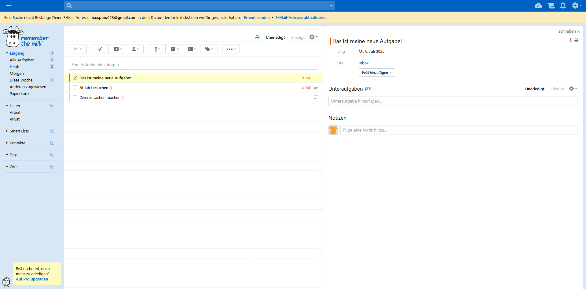 Remember the Milk in action