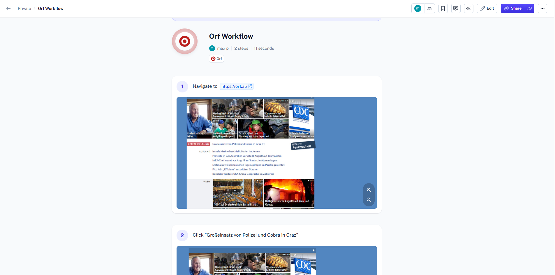 Erklärung Workflowdokumentation